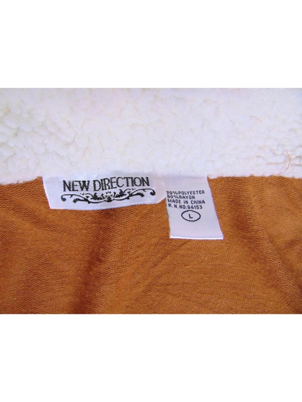 New Direction Women's Open Jacket*Cardigan* Large*Tan shell *Faux Fur Lining EUC - Picture 5 of 5